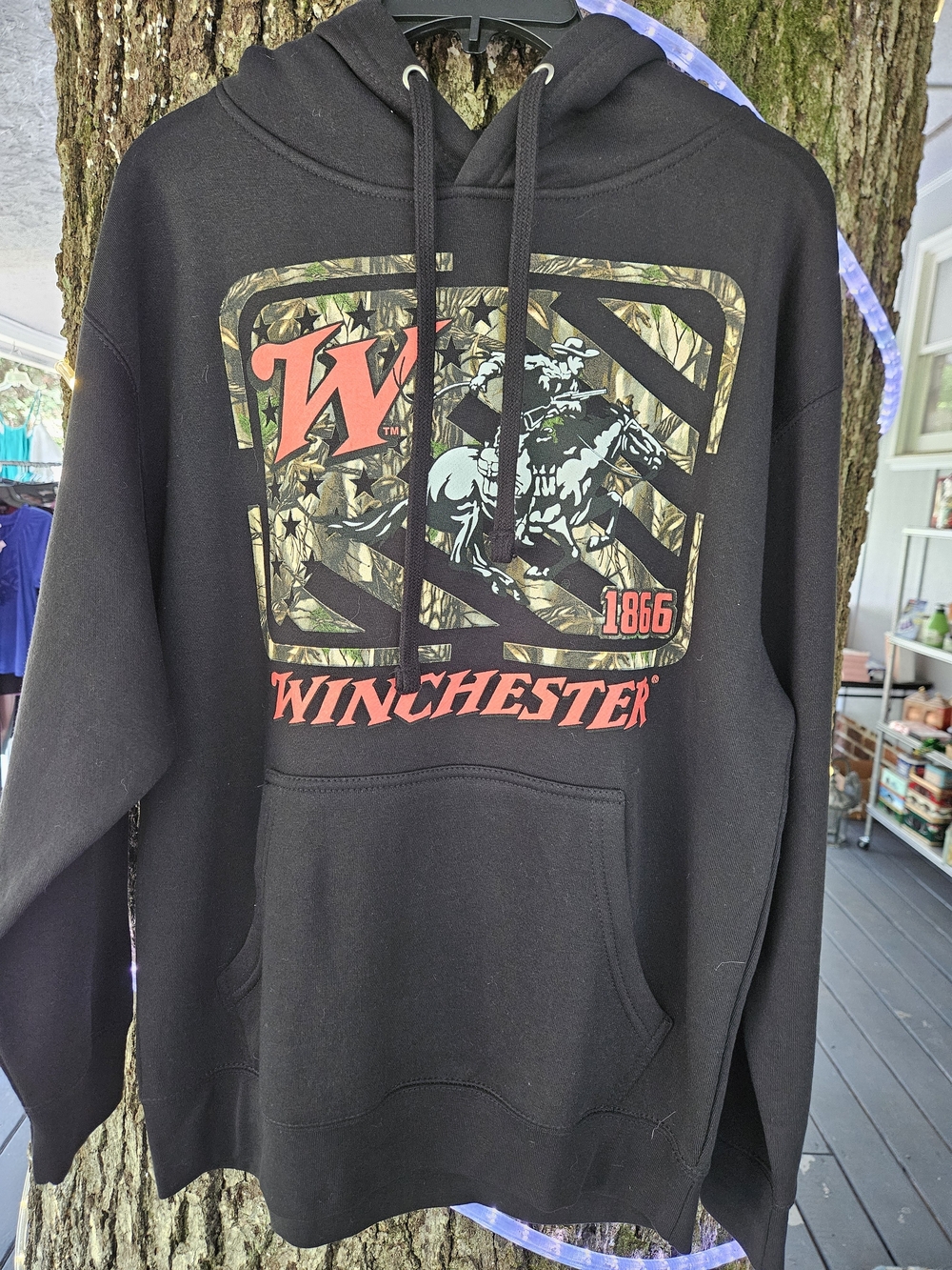 Winchester Men’s Black Graphic Hoodie with Camo Logo